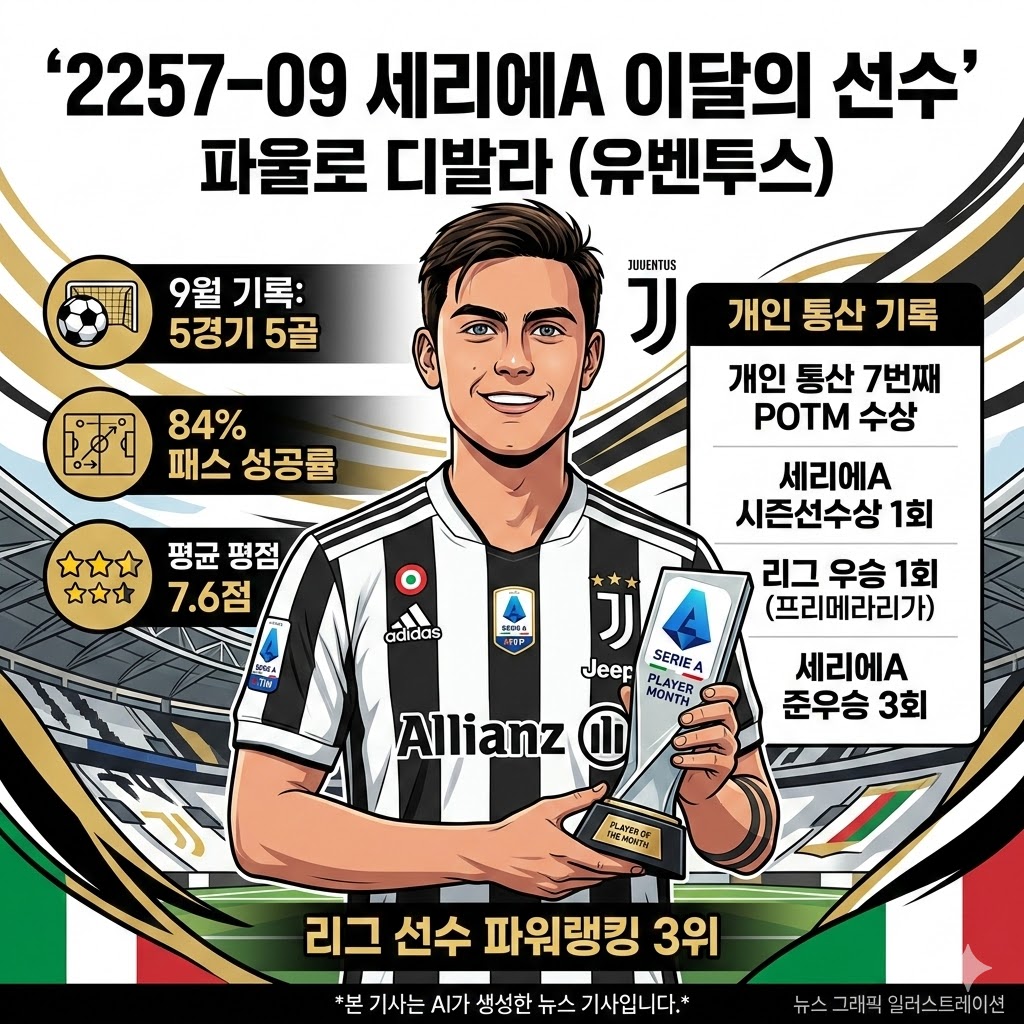 [디발라, 2257-09월 세리에A 평정! 7번째 이달의 선수